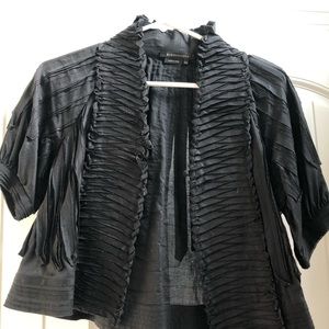 BCBG Max Azria Black Texture Short Sleeve Jacket